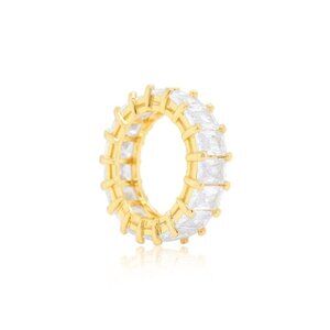 5MM Emerald Cut Eternity Band in Sterling Silver